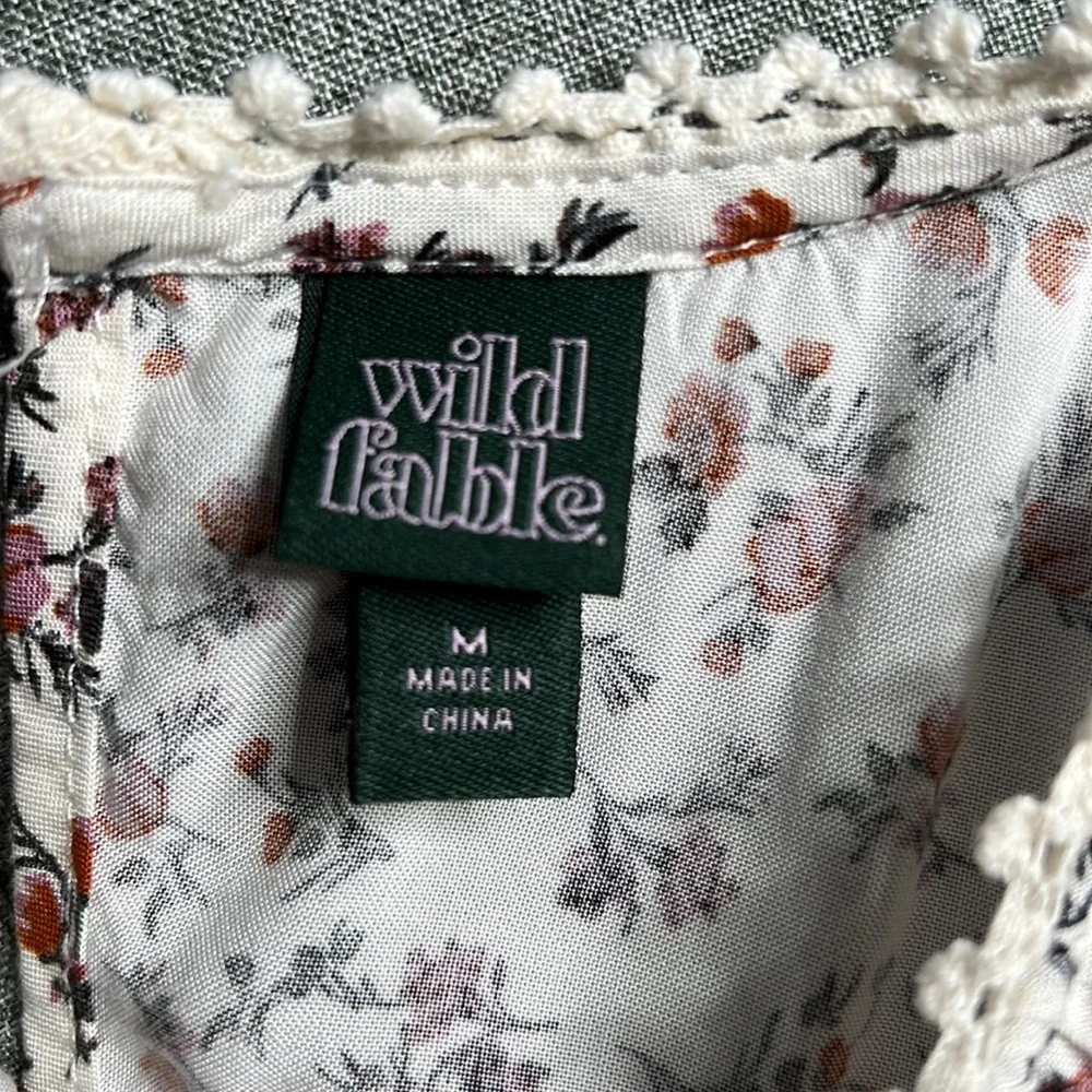 Wild Fable Cap Sleeve Cream Dress with Floral Print - Picture 3 of 3